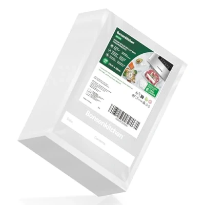 Abbildung von Bonsenkitchen Vakuumierbeutel 15x25cm, 100 Beutel Profi Folienbeutel für alle Vakuumiergerät, vakuumbeutel lebensmittel, Sous Vide Gefrierbeutel, Einschweissbeutel, BPA frei