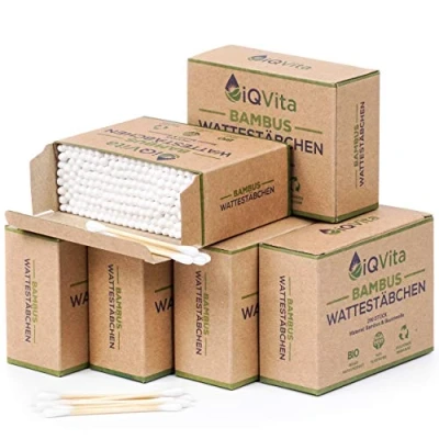 Abbildung von 1200 Bambus Wattestäbchen (6 x 200 Stück) 100% Plastikfrei, Biologisch Abbaubar, Vegan &amp; Nachhaltig Reines Naturprodukt
