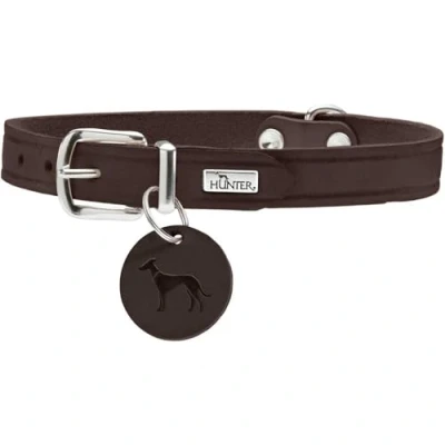 Abbildung von HUNTER AALBORG Hundehalsband, Leder, schlicht, robust, komfortabel, 37 (XS S), dunkelbraun