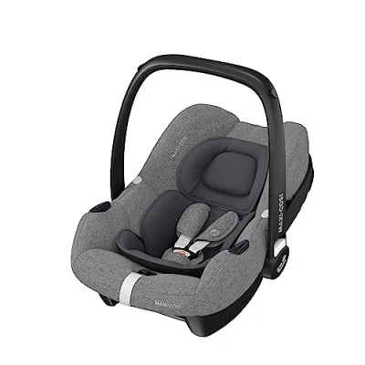 Abbildung von Maxi Cosi CabrioFix i Size, Babyschale, 012 Monate, max. 12 kg, leichter Size Kindersitz (3,2 kg), Sonnenverdeck, gepolsterter Sitz, für viele Kinderwagen, Select Grey