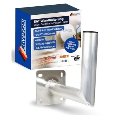 Abbildung von SCHWAIGER 5132 SAT Halterung 25cm Satelliten Schüssel Antenne Anlage Wand Halter Winkel aus Aluminium TÜV geprüft