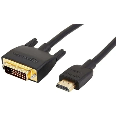 Abbildung von Amazon Basics HDMI A auf DVI Adapterkabel, bidirektional, 1080P, vergoldet, 0.9 m, 1 Stück, Schwarz