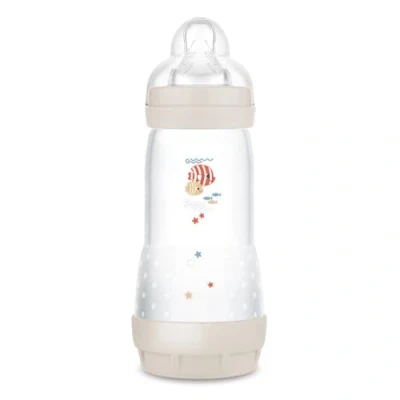 Abbildung von MAM Easy Start Anti Colic Baby Bottle (320 ml) 0+ Mon Babyflasche mit Bodenventil 94% Akzeptanz 96% Hebammen Empfehlung 80% weniger Koliken Robbe/beige/cotton