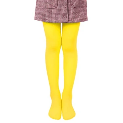Abbildung von L&amp;K II Mädchen Ballett Strumpfhose Tanzstrumpfhose mit Fuß 80 DEN Blickdicht Mikrofaser Farbig 27251 Gelb 122/128