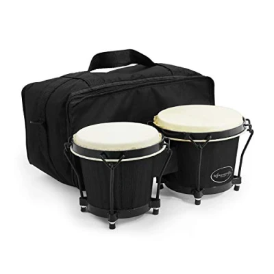 Abbildung von World Rhythm BON7 Bongos 6&quot;&quot; &amp; 7&quot;&quot; Anfänger Eiche Bongo Drums Matt Black mit gepolsterter Gigbag&quot;, schwarz, BK