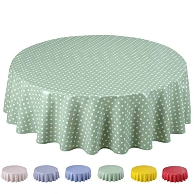 Abbildung von Home Direct Wachstuch Tischdecke Abwaschbar Rund 140cm Kleine Tupfen Salbeigrün