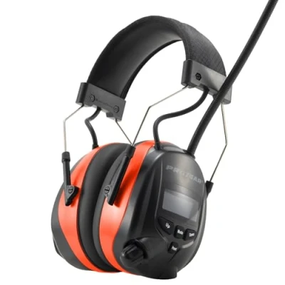 Abbildung von PROTEAR Bluetooth 5.3 Gehörschutz mit DAB/DAB + FM Radio, wiederaufladbare elektrische Gehörschutzkapsel Freisprechfunktion, SNR 30dB