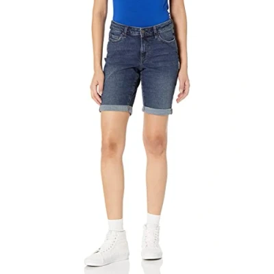 Abbildung von Amazon Essentials Damen Schmal geschnittene 23 cm Bermudashorts aus Denim, Dunkles Jeansblau, 40