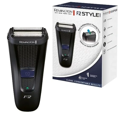 Abbildung von Remington Elektrischer Rasierer Herren F2 [Trocken Rasieraparat] Style Series (Pop Up Trimmer, abwaschbar, LED Anzeige, Präzisionstrimmer) Folienrasierer F2002