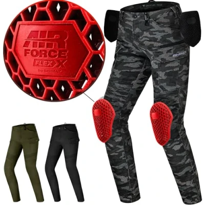 Abbildung von SHIMA Giro 3.0 Motorrad Hose Damen mit Protektoren AirForce Knieprotektoren Motorradhose Kurzgrößen Hosen für Mann Protektorenhose Textilhose Urban Stretch Cargohose Lang (Frauen, Camo, 30/32)