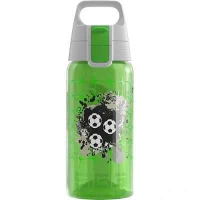 Abbildung von SIGG Trinkflasche Kinder Viva One Football Für Kohlensäurehaltige Getränke Geeignet Auslaufsicher Spülmaschinenfest BPA frei Sport &amp; Schule Grün mit Fußball 0,5L