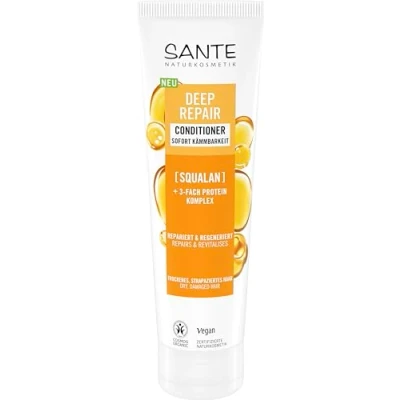 Abbildung von SANTE Naturkosmetik Deep Repair Conditioner Squalan + 3 Fach Protein Komplex, vegane und feuchtigkeitsspendende Pflegespülung für geschmeidiges Haar, Pflege trockenes, strapaziertes 150 ml