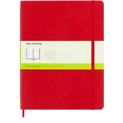 Abbildung von Moleskine Klassisches Notizbuch, Notizbuch mit Weißen Seiten, Weicher Einband und Elastischer Verschluss, Größe XL 19 x 25 cm, Farbe Scharlachrot, 192 Seiten