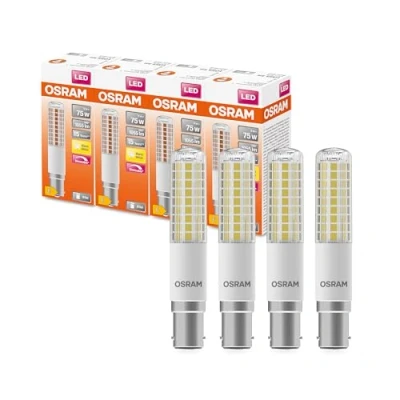 Abbildung von OSRAM LED Superstar Special T SLIM, Dimmbare schlanke Spezial Lampe, B15d Sockel, Warmweiß (2700K), Ersatz für herkömmliche 75W Leuchtmittel, 4 Stück (1er Pack)