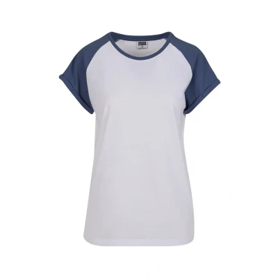 Abbildung von Urban Classics Contrast Raglan Tshirt print, Damen, Größe: 4XL, White vintageblue