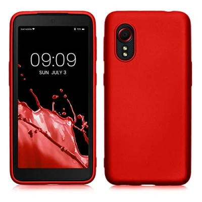 Abbildung von kwmobile Case kompatibel mit Samsung Galaxy Xcover 5 Hülle Schutzhülle aus Silikon metallisch schimmernd Handyhülle Metallic Dunkelrot