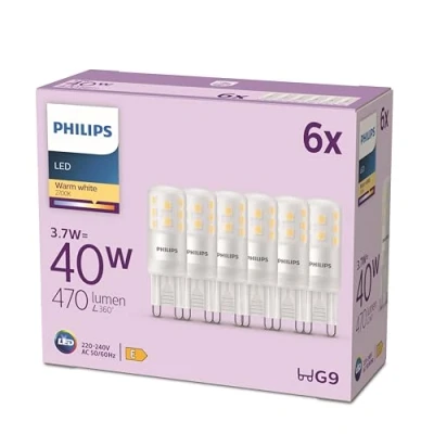 Abbildung von Philips Classic LED G9 Lampe, 40W, klar, warmweiß, nicht dimmbar, 6er Pack