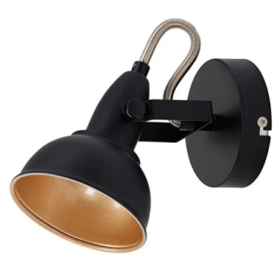 Abbildung von BRILONER Wandleuchte Innen schwenkbar, Vintage, E14 Fassung, max. 40 Watt, Wandlampe, Wandstrahler, Leselampe Bett, Deckenlampe, Wohnzimmer, Leselicht, Wandbeleuchtung, 15,6x10 cm, Schwarz Gold