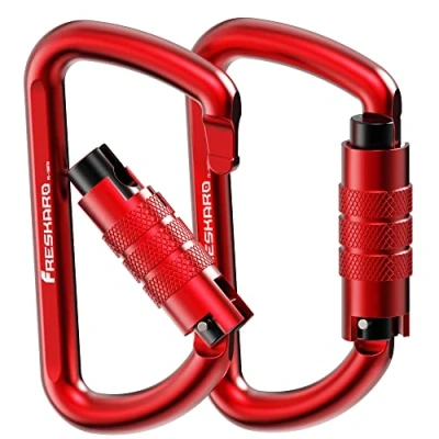 Abbildung von FresKaro 3inch Twist Locking Karabiner Clips, Gewichtsklasse 1224kg, Auto Lock Aluminium Karabiner, für Hängematten, Yoga Swing, Camping, Schlüsselbund, Sichere Hunde (Rot)