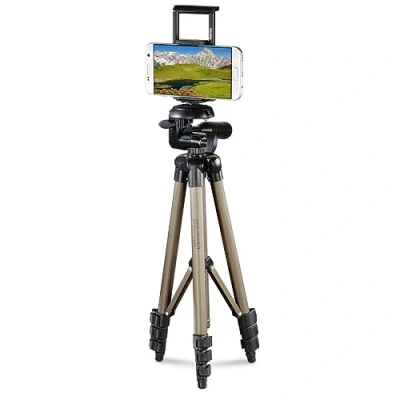 Abbildung von Hama Stativ für Handy und Tablet (Stativ mit Halterung Selfies, 3D Stativkopf drehbar neigbar im Quer Hochformat, ideal Videoaufnahmen, Handys bis 8,2cm/Tablets 18,5cm Breite)