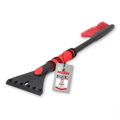 Abbildung von NIGRIN Eiskratzer Auto mit Schneebesen, ergonomischer rutschfester Softgriff, aus hochstabilem ABS, Schwarz Rot