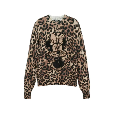 Abbildung von Desigual Minnie Animal Print Strickpullover, Damen, Größe: Medium, Brown