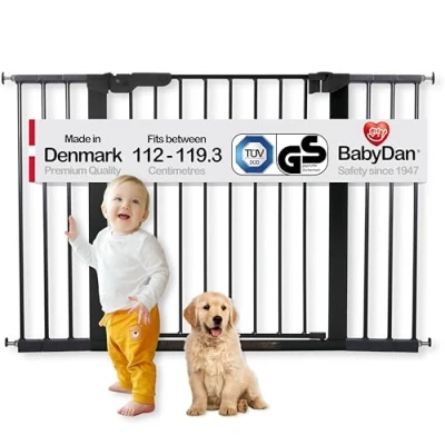 Abbildung von Baby Dan 60116 2696 02 88 Türschranke, 1 Druckbefestigung, für Türen oder Treppen, 73,2 x 71,8 5 cm, schwarz