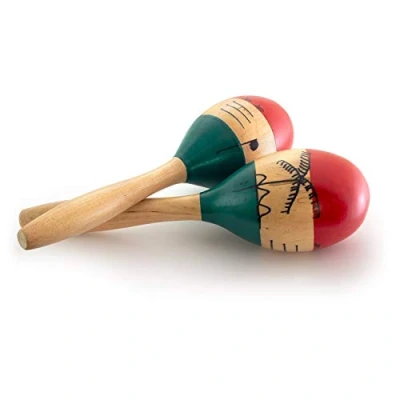Abbildung von World Rhythm MAR56 NT Naturholz Maracas, handbemalt Full Size Paar