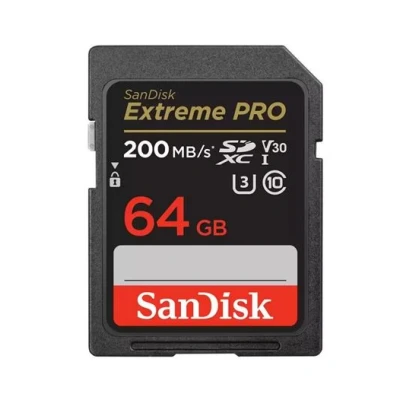 Abbildung von SanDisk Extreme PRO SDXC UHS I Speicherkarte 64 GB (V30, Übertragungsgeschwindigkeit 200 MB/s, U3, 4K UHD Videos, QuickFlow Technologie, temperaturbeständig)