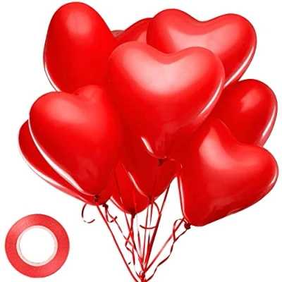 Abbildung von Rot Luftballons Hochzeit, 30 Stück Herzluftballons Rot, Herz Luftballons,Latex Ballon Helium 12 Zoll für Hochzeit Verlobung Valentinstag Party Deko