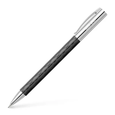 Abbildung von Faber Castell 138900 Drehbleistift AMBITION Edelharz Rhombus, Mine: 0,7 mm, inklusive Geschenkverpackung, Schaftfarbe: schwarz / silber