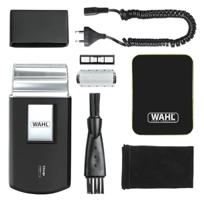 Abbildung von Wahl Travel Shaver Kabelloser und wiederaufladbarer elektrischer Rasierer für Herren, ideal Reisen, zum Schneiden von Haaren Bart, kompakt tragbar