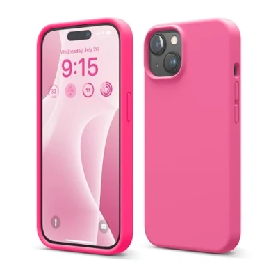Abbildung von elago Flüssig Silikon Case Kompatibel mit iPhone 15 Hülle, Premium Handyhülle, Ganzkörper Schutzhülle [4 Lagige Stoßfeste Struktur], Kratzfestes Weiches Mikrofaserfutter (Leuchtende Rot)