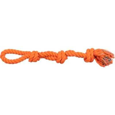 Abbildung von TRIXIE Spieltau für Hunde, mit 3 Knoten, 3275, 60 cm, orange, Handschlaufe, zum Tauziehen