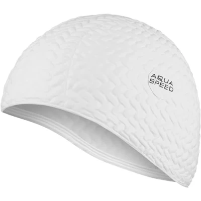 Abbildung von Aqua Speed Damen Badekappe für Lange Haare weiße Schwimmkappe Latex Mädchen Badehaube Schwimmen Schwimmmütze wasserdicht Women Swimming Cap for Long Hair White Bombastic Tic Tac