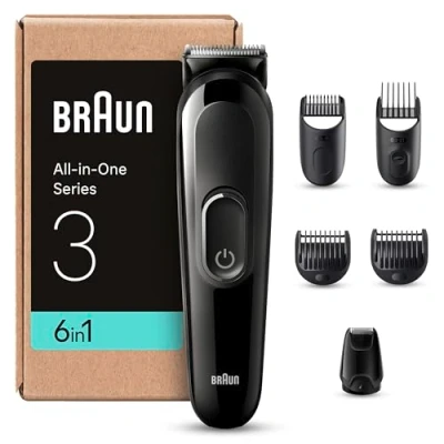 Abbildung von Braun Series 3 All in One Bartpflege Bodygroomer Set, Trimmer/Haarschneider Herren, Haarschneidemaschine, 6 1 Barttrimmer (versandfertige Kartonverpackung), 50 Min Laufzeit, MGK3420