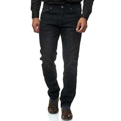 Abbildung von JEEL Herren Jeans Regular Fit Straight Cut Stretch Hose Basic Washed 06 schwarz (verwaschen) 38W / 30L