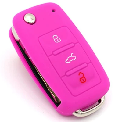 Abbildung von Schlüssel Hülle VA für 3 Tasten Auto Silikon Cover von Finest Folia (Neon Pink)
