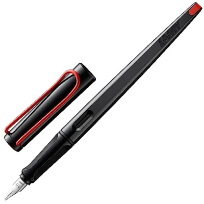 Abbildung von Lamy joy black Schönschreibfüller Füllhalter mit ergonomischem Griff &amp; polierter Stahlfeder in Strichbreite 1,9 mm Kalligraphie Füller Bandzugfeder inkl. Tintenpatrone T 10 blau