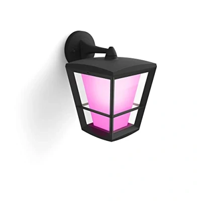 Abbildung von Philips Hue White &amp; Color Ambiance Econic Wandleuchte (Laternenform hängend) schwarz 1040lm, für den Aussenbereich, dimmbar, steuerbar via App, kompatibel mit Amazon Alexa (Echo, Echo Dot)