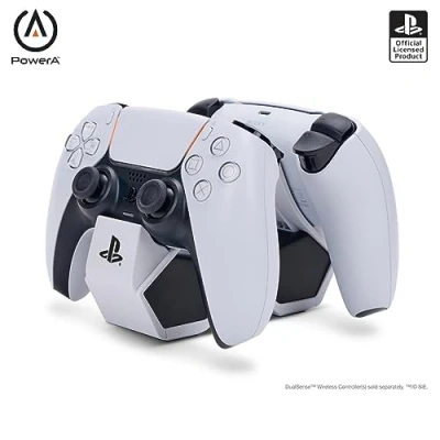 Abbildung von PowerA Doppelladestation für kabellosen DualSense Controller (EU), Ladestation, Laden, Sony PlayStation, PS5, offiziell lizenziert
