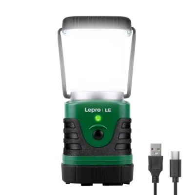 Abbildung von LE LED Campinglampe Tragbar, Superhell wiederaufladbare Suchscheinwerfer mit Bügel und Haken, 4 Helligkeiten Dimmbar, Notfallleuchte für Stromausfällen, Wandern, Notfall, Ausfälle usw, 1 Stück
