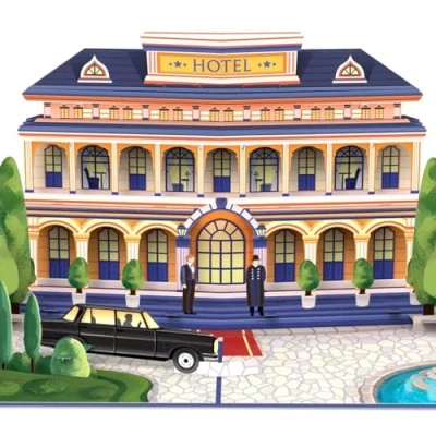 Abbildung von papercrush® Pop Up Karte Hotel 3D Hotelgutschein, Gutscheinkarte für Hotelübernachtung, Geburtstagskarte Gutschein Reisegutschein Städtereise zum Geburtstag &amp; Hochzeitstag