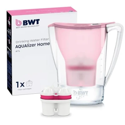 Abbildung von BWT Wasserfilter AQUAlizer Home Rosa inkl 1 Magnesium Filterkartusche Trinkwasser Für Speisen &amp; Getränke Filtert Kalk, Chlor, Blei Kupfer