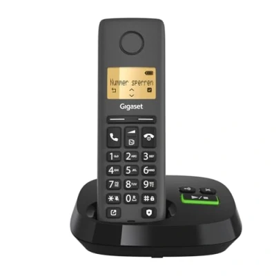 Abbildung von Gigaset Pure 120A Schnurloses DECT Telefon mit Anrufbeantworter ECO Anrufschutz beleuchtetes Display hörgerätekompatibel, anthrazit schwarz [Kompatibel in DE, IT, FR, NL, BE, Che, AUT]