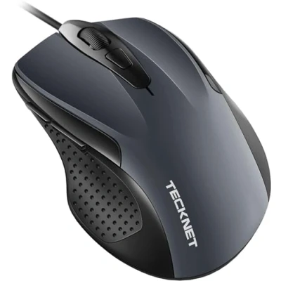 Abbildung von TECKNET Maus mit Kabel, Computermaus 6 Tasten, 6400 DPI, Ergonomisches Optical Business Kabelgebundene für PC, Laptop, USB Kabel 150 cm