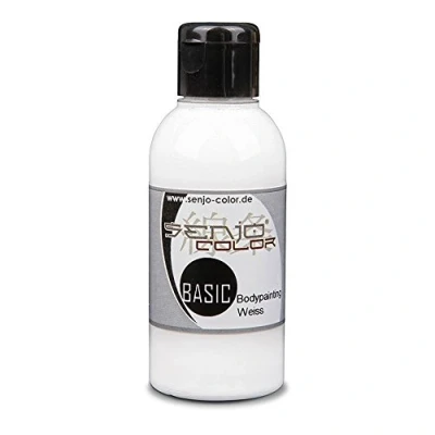 Abbildung von Bodypainting Farben Senjo Color Basic 75ml I Gesichts &amp; Körperfarbe Karneval, Fasching Pinsel Airbrush Farbe (Weiß)