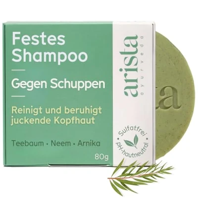 Abbildung von Arista Anti Schuppen Shampoo Damen &amp; Herren Festes Sulfatfreies Neemblat Pulver Teebaumöl Haarshampoo Veganes Haarseife