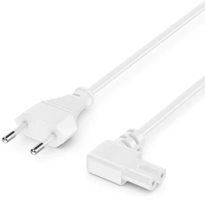 Abbildung von deleyCON 5m Netzkabel Stromkabel Strom Kabel Stecker Typ C Eurostecker auf C7 Buchse 90 Gewinkelt Euro Kleingerätekabel 8 TV Blu Ray Haushaltsgeräte Netzteile Weiß