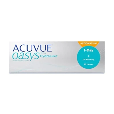 Abbildung von ACUVUE OASYS 1 Day for Astigmatism Kontaktlinsen Tageslinsen Mit komfortablem Tragegefühl 3,25 dpt, Cyl 0,75, Ach 180 &amp; BC 8.5 UV Schutz Austrocknungsschutz 30 Linsen
